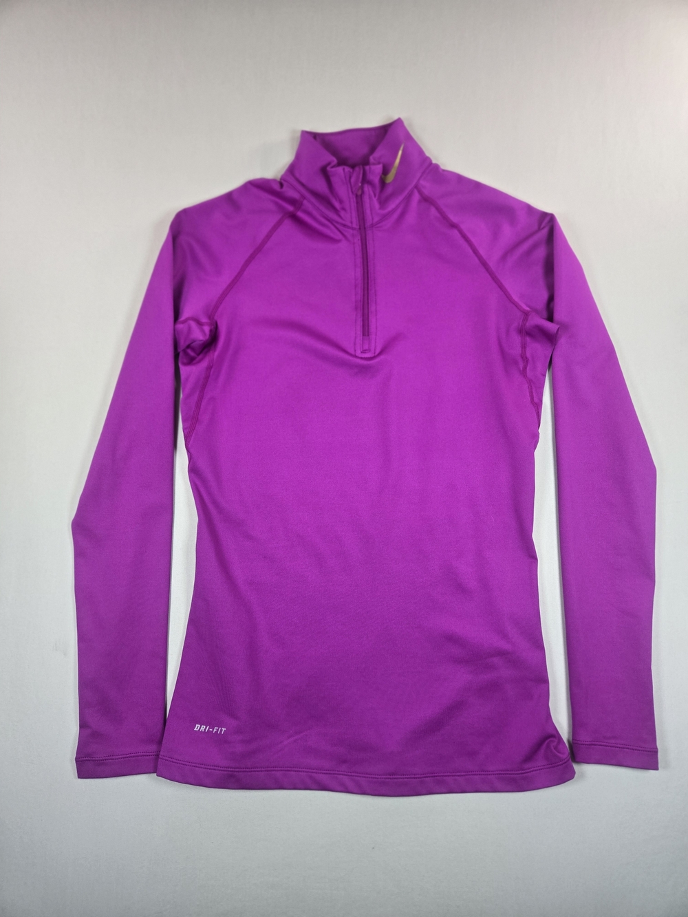 Nike Pro Combat Dri-Fit Fitted 1/4 Zip Long Sleeve Thumbholes Purple Gold Small